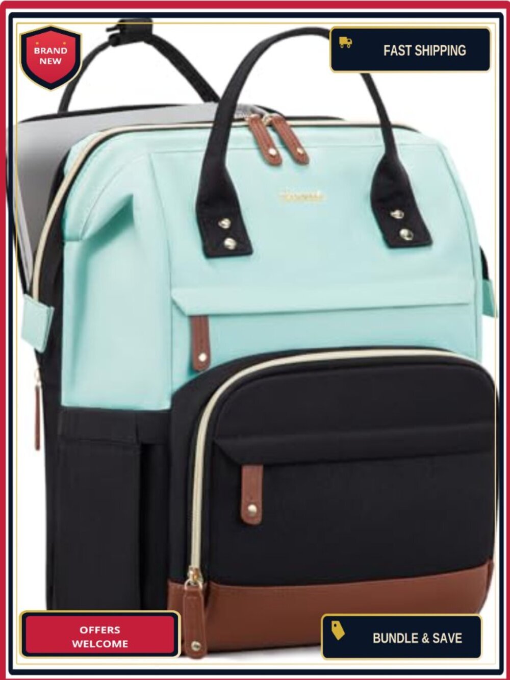 15.6 inch Laptop Backpack Women Waterproof Business Travel Nurse Bookbag